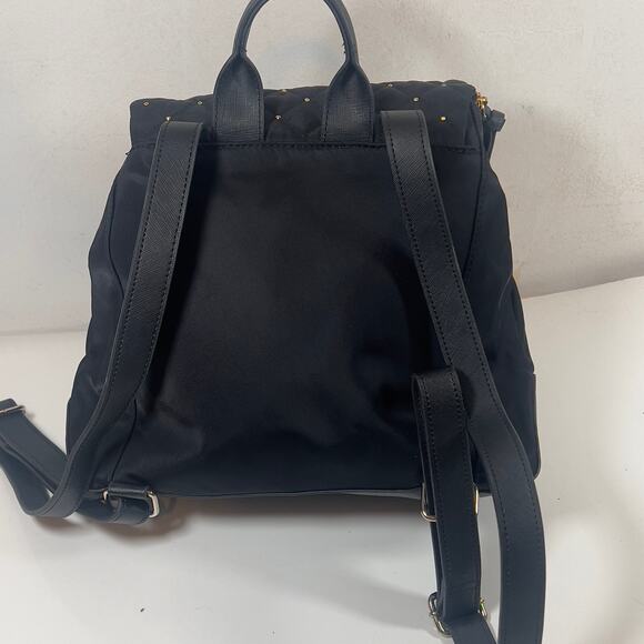 Karl Lagerfeld Paris Black Diamond Quilted Pattern Studded Drawstring Backpack - Picture 2 of 16